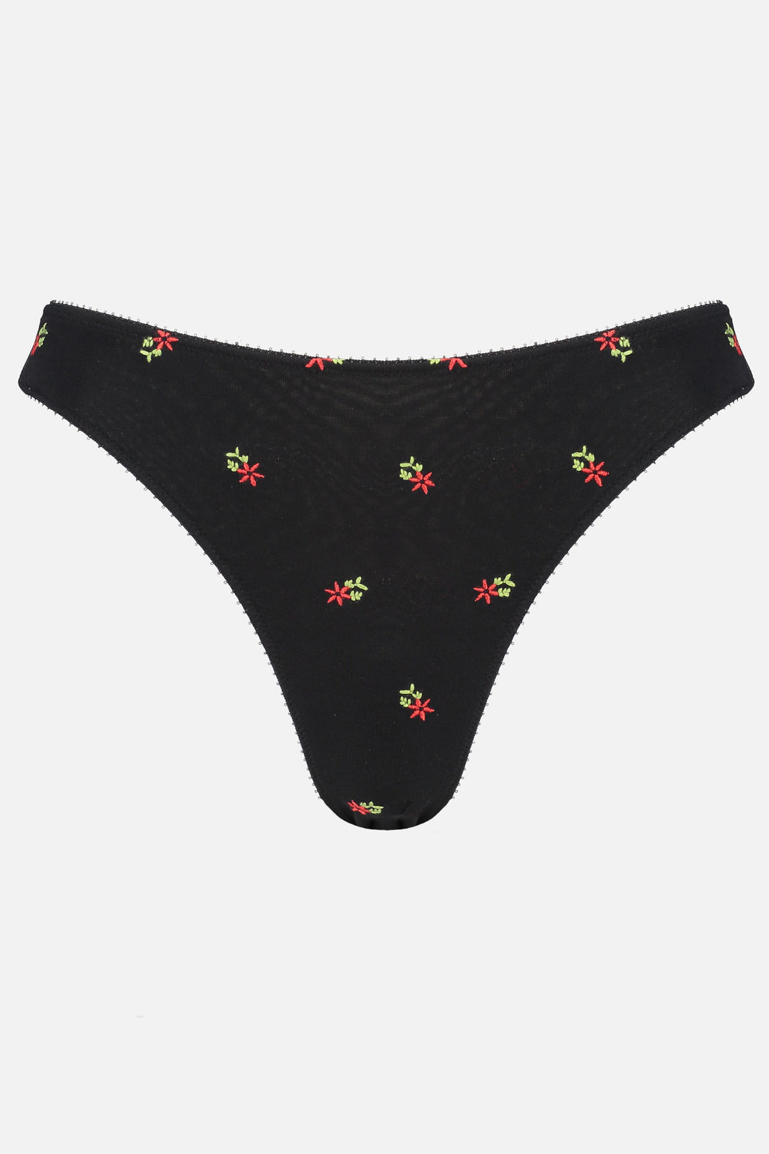 Videris Lingerie bikini knicker in black embroidered TENCEL™ a mid-rise style cut to follow the natural curve of your hips